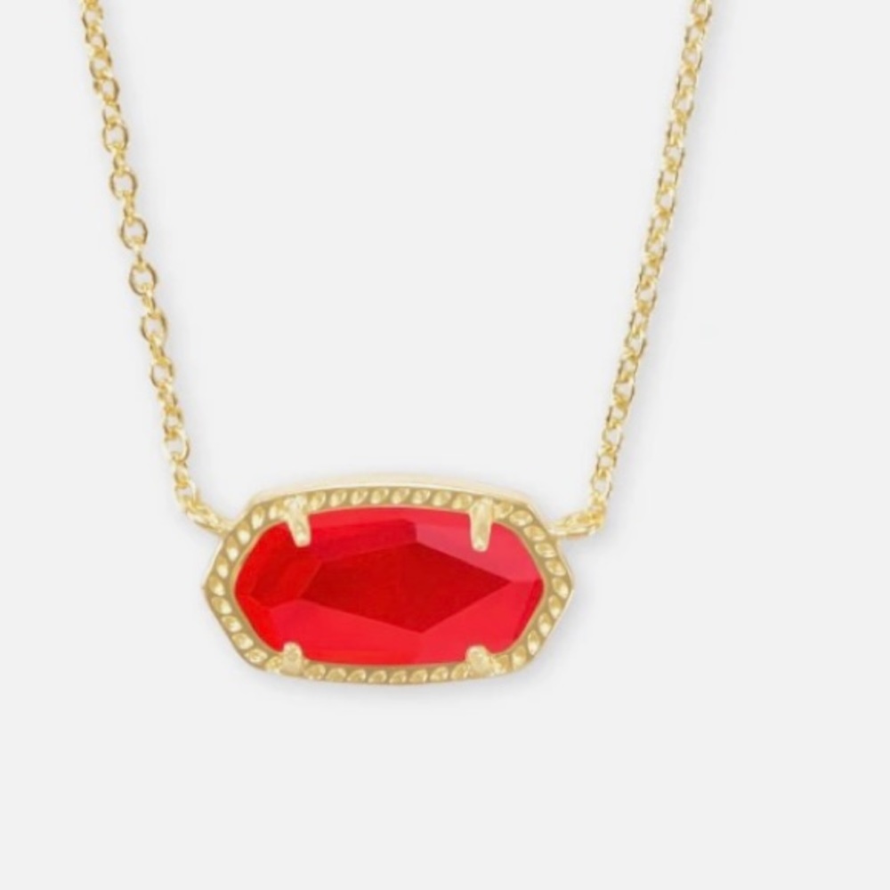 Elisa Gold Pendant Necklace in Red Illusion